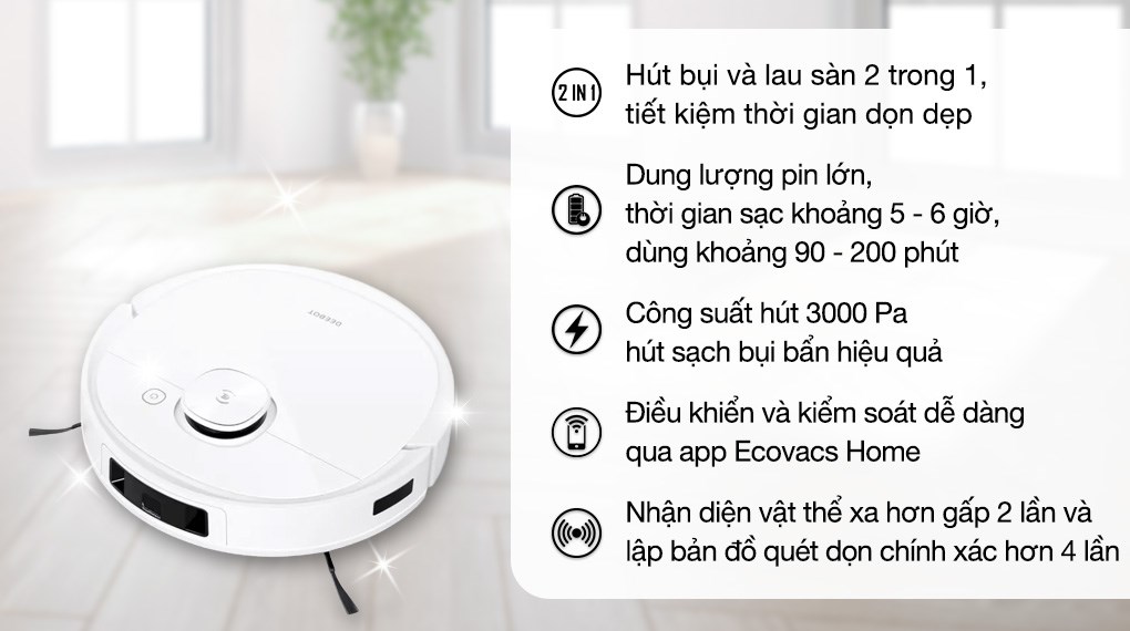 chức năng Robot hút bụi Ecovacs T9