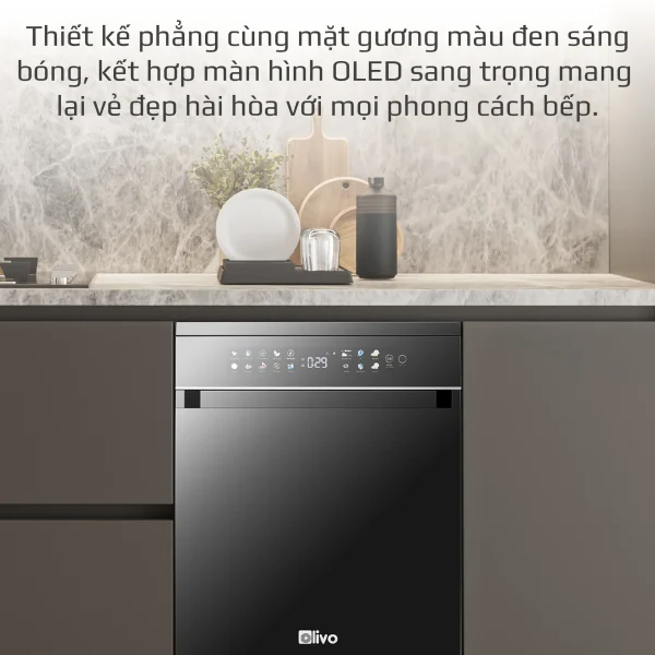 Máy rửa chén Olivo DW18 - Bảng điều khiển tiếng Việt
